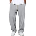 thumbnail image 1 of Dresfit Waffle Sweatpants Men Drawstring Wide Leg Pants Casual Baggy Textured Sports Pant Breathable Lightweight Lounge Sweatpant with Pockets Gray 2XL, 1 of 7