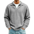 thumbnail image 1 of Dresfit Waffle Sweatshirt Men Long Sleeve Quarter Zip Sweater 2026 Spring Big and Tall Mock Neck Pullover with Pockets Zipper Color Block Half Zip Sweatshirts Gray 2XL, 1 of 6
