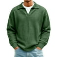 thumbnail image 1 of Dresfit Waffle Sweatshirt Men Mock Neck Quarter Zip Pullover Winter Spring Patchwork Lapel Sweater with Pockets Zipper Half Zip Color Block Shirt Green XL, 1 of 6