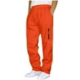 thumbnail image 1 of Dresfit Wide Leg Pants for Men Baggy Big and Tall Sweatpants Straight Leg Solid Athletic Pant with Zipper Pockets Summer Drawstring Elastic Waist Breathable Trousers Orange XL, 1 of 5