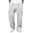 thumbnail image 1 of Dresfit Wide Leg Pants for Men Textured Waffle Sweatpants Casual Baggy Drawstring Vintage Trousers Stretch Elastic Waist Sports Pant with Pockets White 2XL, 1 of 8