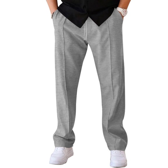 Dresfit Wide Leg Pants Mens Baggy Sweatpants Drawstring Solid Office Sweat Pants 2026 Spring Straight Leg Lightweight Cotton Hiking Pant Light Gray 3XL