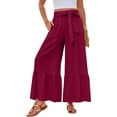 thumbnail image 1 of Dresfit Wide Leg Pants for Woman Linen Palazzo Business Pant 2026 Summer Lightweight Elastic High Waist Slacks Flowy Cotton Beach Trousers with Pockets Wine M, 1 of 4