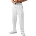thumbnail image 1 of Dresfit Wide Leg Sweatpants Men Baggy Pants 2026 Drawstring Straight Leg Athletic Trouser Cotton Loose Solid Yoga Joggers with Pockets White 3XL, 1 of 4