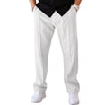 thumbnail image 1 of Dresfit Wide Leg Sweatpants Men Big and Tall Pants Drawstring Solid Athletic Trouser 2026 Spring Straight Leg Cotton Open Bottom Work Sweat Pants White 2XL, 1 of 5