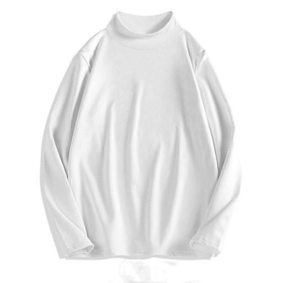 Dresfit Winter Sweaters Men Knitted Big and Tall Sweater High Neck Solid Color Crew Neck Thermal Underwear Long Sleeve Thermal Loose Fit Wool Pullover Sweaters White XL