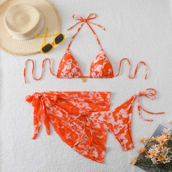 Dresfit Women's Casual One Piece Swimsuit - Simple Solid Color Swimwear for Pool & Beach Orange S