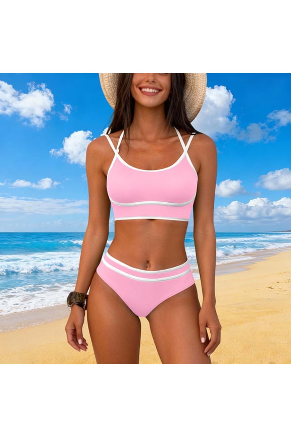 Women's Flattering One Piece Swimsuit - Padded Cups, Smooth Silhouette Pink M