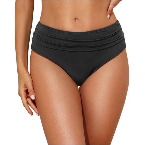 Dresfit Women's High Waisted Bikini Bottoms - Sexy Minimal Coverage Swim Briefs Black XL