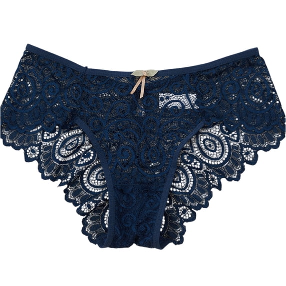 Dresfit Women's Lace Underwear 2026, Thin & Hip Lifting Mid Waist Briefs Dark Blue XL