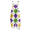 thumbnail image 1 of Dresfit Women's Mardi Gras Overalls Sleeveless Adjustable Strap Romper 2026 Patchwork Wide Leg Carnival Jumpsuit Loose Petite Outfits White 3XL, 1 of 4