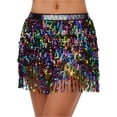 thumbnail image 1 of Dresfit Women's Sequin Outfit Sparkly Belly Dance Skirt Paillette Tassels Mardi Gras Hip Scarf for Carniva Holiday Party Shiny Wrap Skirt with Rhinestones Black One Size, 1 of 4