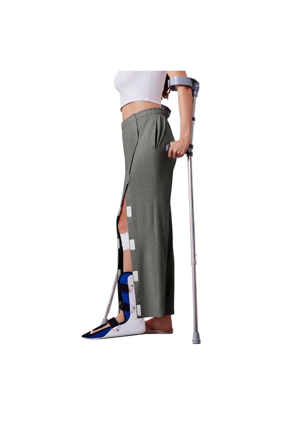 Women's Tear Away Pant Adaptive Elastic Waist Pants 2026 Lounge Post Surgery Pants Open Bottom Loose Fit Side Split Sweatpants with Pockets S