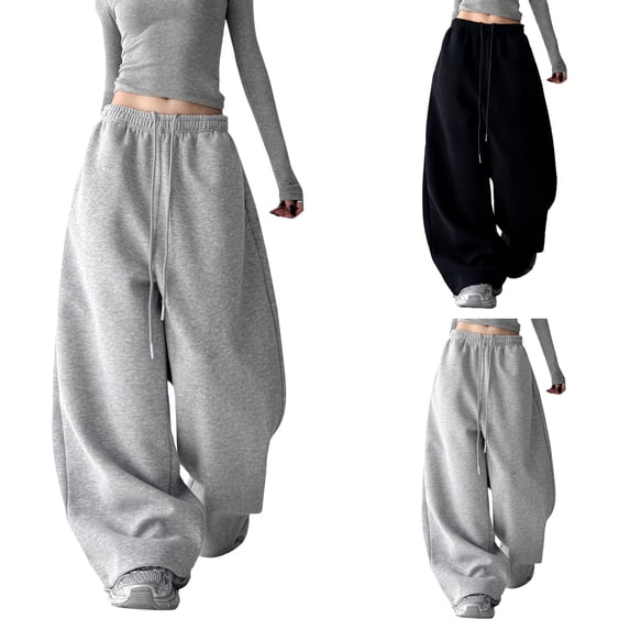 Dresfit Womens Barrel Sweatpants Wide Leg Baggy Pants Lightweight Drawstring Harem Pants Lounge Relaxed Fit Solid Running Palazzo Pants with Pockets M