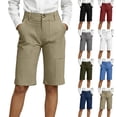 thumbnail image 1 of Dresfit Womens Bermuda Shorts Baggy Knee Length Cargo Shorts 2026 Summer Wide Leg Multi Pocket Carpenter Shorts Loose Fit Stretch Hiking Short Pants L, 1 of 4