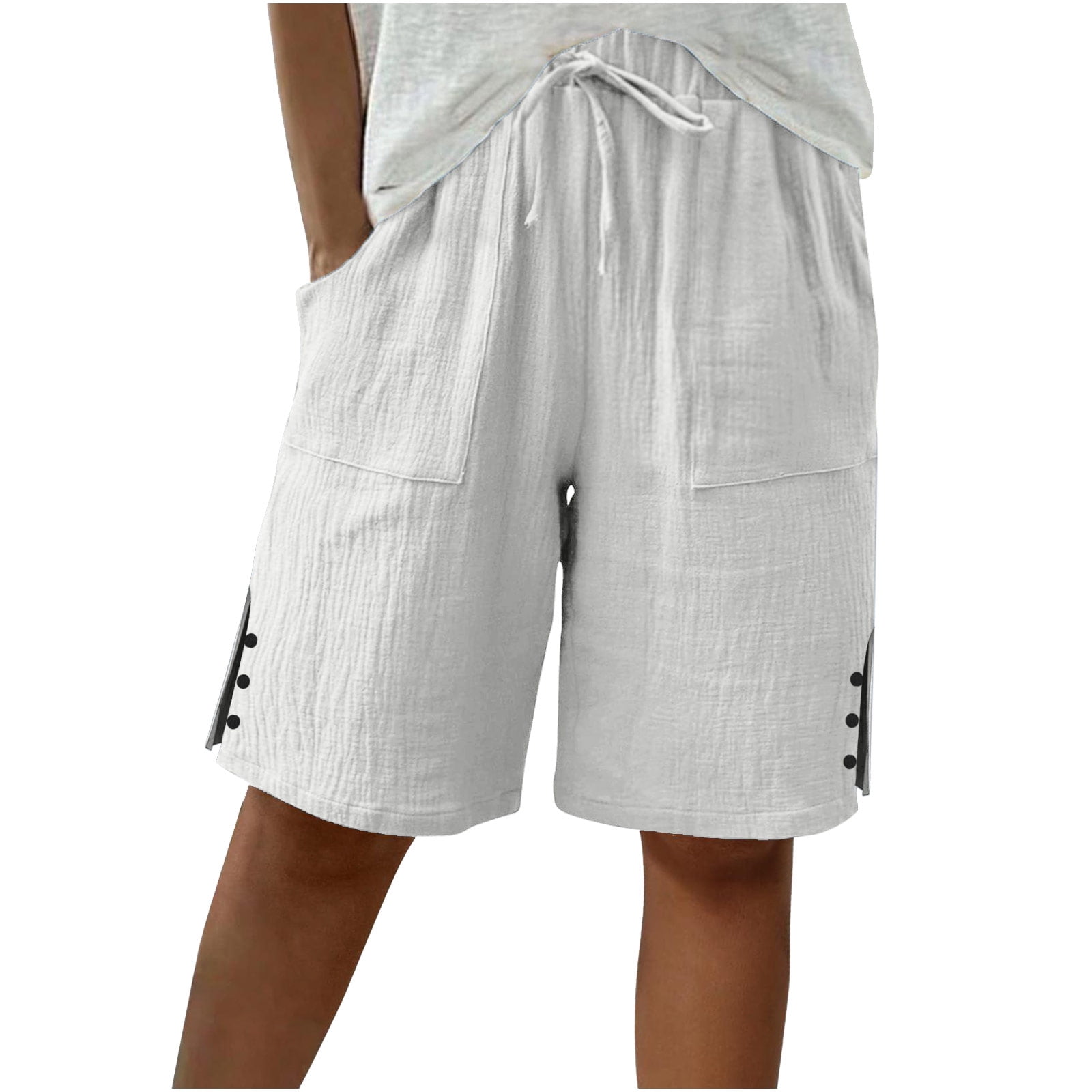 Dresfit Womens Bermuda Shorts Drawstring Linen Shorts 2026 Summer Baggy ...
