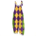 thumbnail image 1 of Dresfit Womens Mardi Gras Jumpsuit Sleeveless Patchwork Overalls 2026 Adjustable Strap Wide Leg Carnival Romper Plus Size Petite Outfits Yellow 2XL, 1 of 4