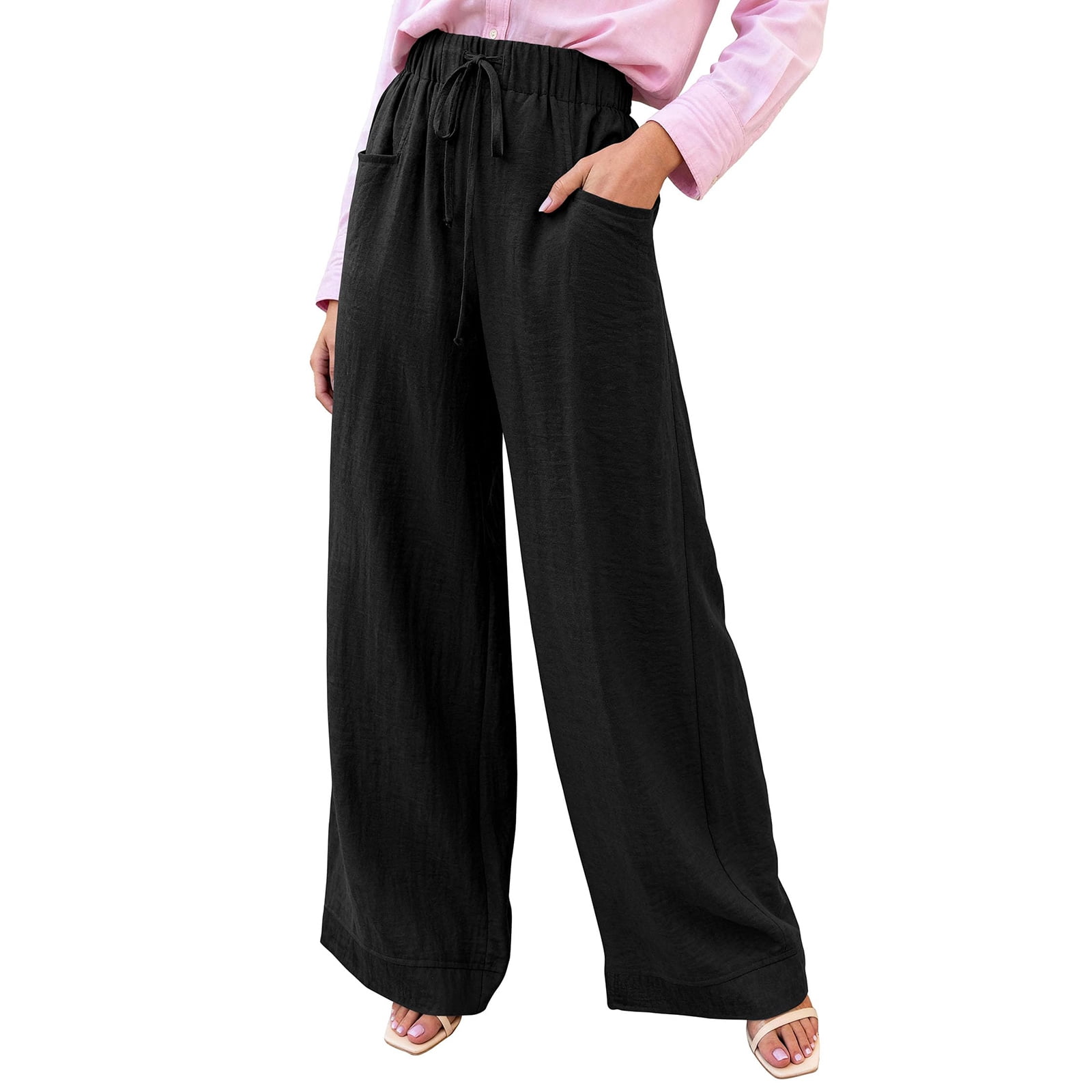 Dresfit Womens Palazzo Pants Wide Leg Sweatpants Summer 2026 Solid ...