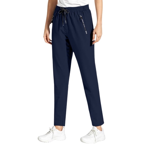 Dresfit Womens Running Pants Ice Silk Quick Dry Workout Pants 2026 Summer Breathable Beeswan Pants for Women Over 50 Plus Size Ultra Stretch Trousers Navy L