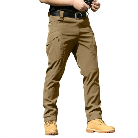 Dresfit Work Pants Men 2026 Big and Tall Cargo Pants Quick Dry Lightweight Outdoor Trousers Summer Loose Fit Elastic Waist Carpenter Pant with Multipockets Brown 2XL