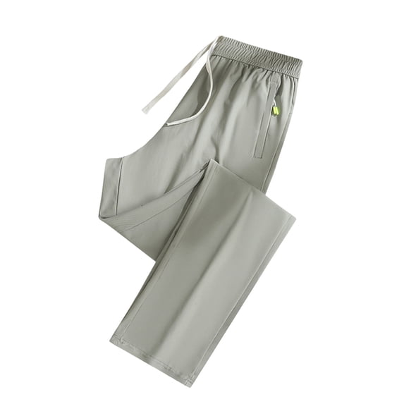 Dresfit Workout Pants for Woman Quick Dry Breathable Running Pants Spring Summer Ice Silk Beeswan Pants for Women Over 50 Lounge Straight Leg Trousers Khaki 2XL