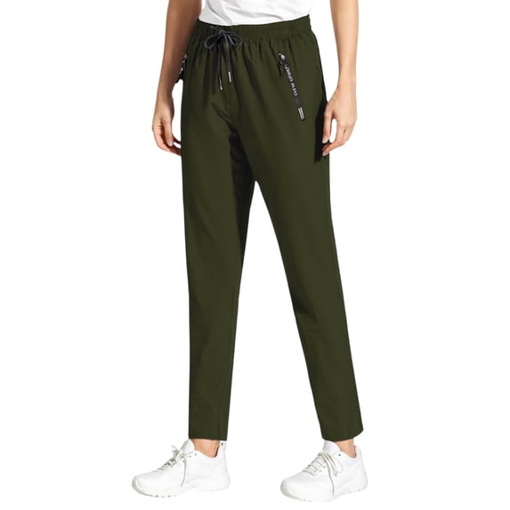 Dresfit Workout Pants Women Breathable Ice Silk Running Pants 2026 Summer Quick Dry Beeswan Pants for Women Over 50 Straight Leg Lounge Trousers Army Green S