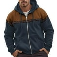 thumbnail image 1 of Dresfit Zip Up Hoodie Mens Western Aztec Patchwork Hoodies Fall Winter Kangaroo Graphic Sweatshirts Drawstring Big and Tall Slim Country Pullover Dark Blue XL, 1 of 3