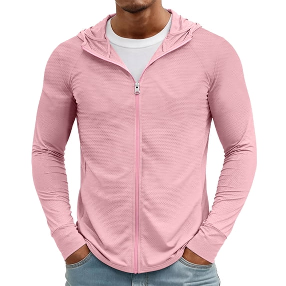 Dresfit Zip Up Hoodie for Men Long Sleeve Hooded Sun Shirts 2026 Summer Upf 50+ Hiking Hoodies Lightweight Mesh Big and Tall Fishing Jacket XL