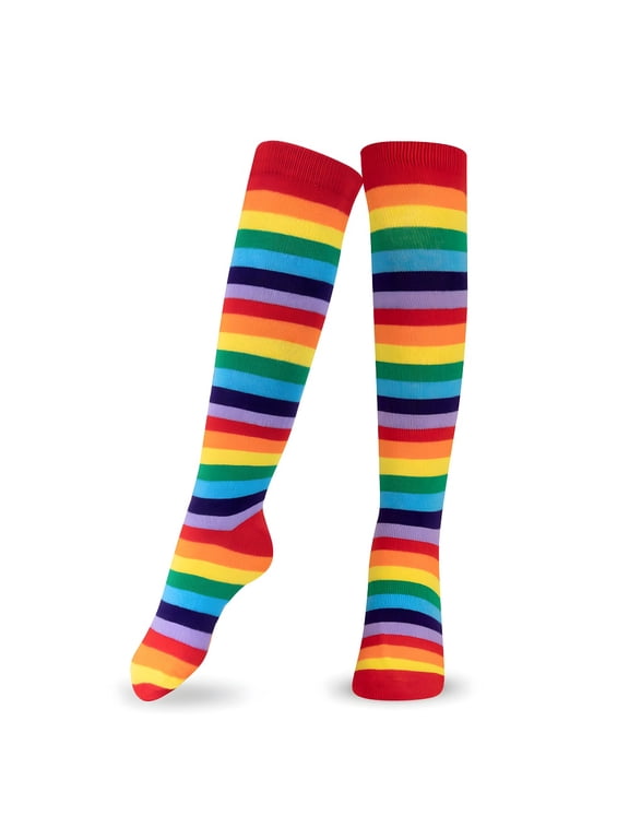 Dress-Up-America Knee High Socks Striped Socks for Kids - Costume & Everyday Wear - Colorful Rainbow