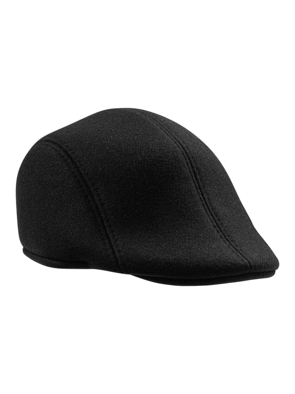 Newsboy Cap for Men, Classic Flat Cabbie Hat (Black)