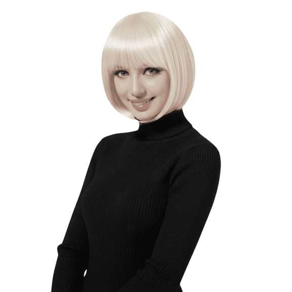 Dress Up America Short Bob Wig with Bangs for Women – Classic Lightweight Bob Cut Wig, Natural Look Synthetic Hair, Adjustable Cap, Ready to Wear for Daily Use, Halloween & Special Occasions