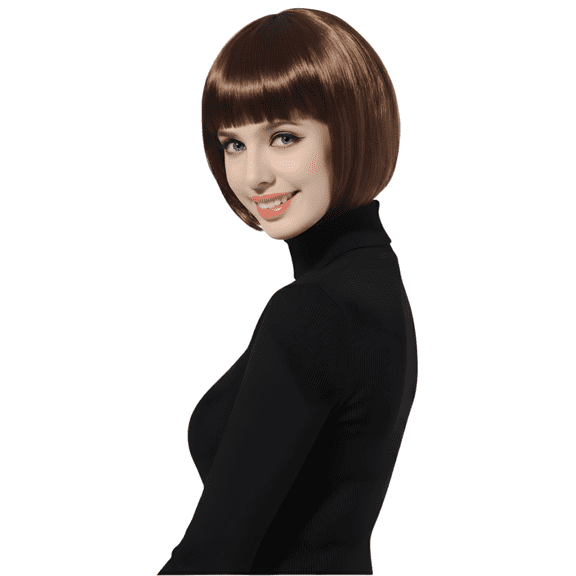 Dress Up America Short Bob Wig with Bangs for Women – Classic Lightweight Bob Cut Wig, Natural Look Synthetic Hair, Adjustable Cap, Ready to Wear for Daily Use, Halloween & Special Occasions