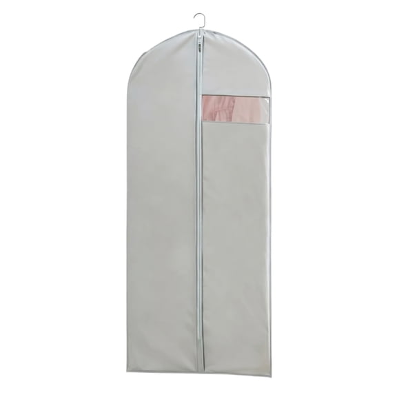 Dress Bag Long Garment Bag with Transparent Window for Hanging Clothes Foldable Wedding Dress Cover for Wardrobe Storage and Travel Gray 65-inch