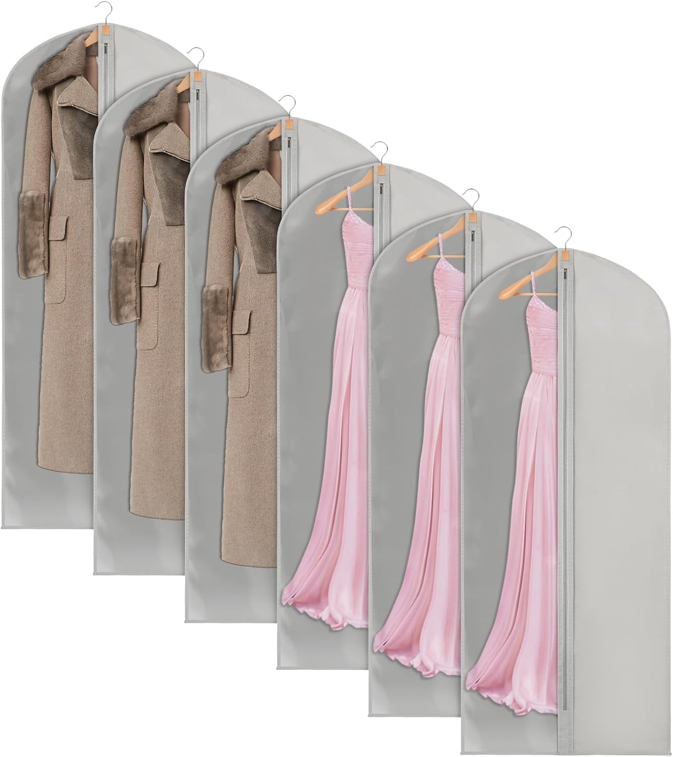 4 Pack Long Dress Bags With Clear Window - 65" Garment Bags For Gowns, Travel & Storage - View #7