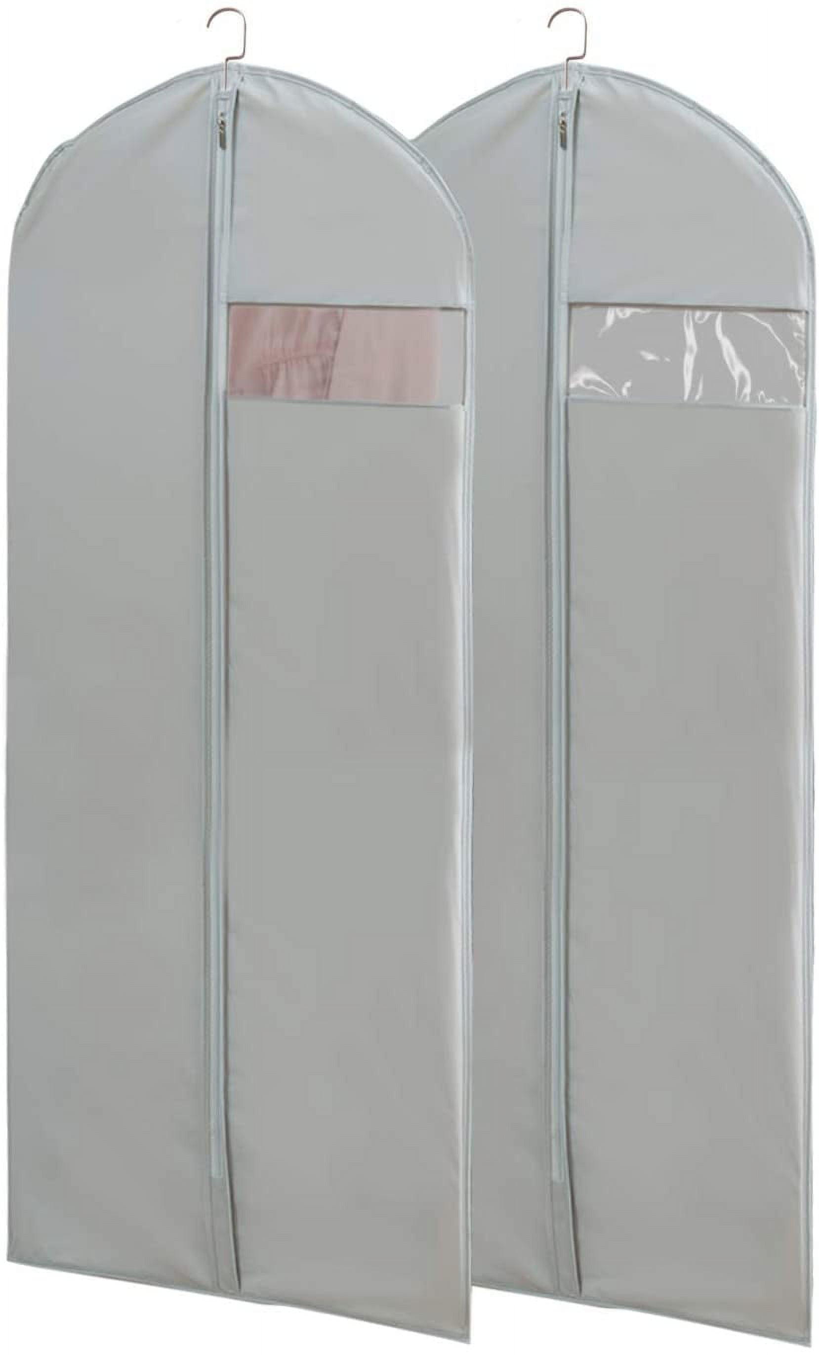 long dress bags for Gowns Long, 65'' Dress Clear Garment Bag(Set of 2, 23.3'' X 65'' ) 66 X 22 MISSLO Portable 70