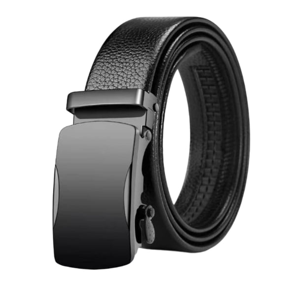 Dress Belt for Mens Plain Automatic Ratchet Faux Leather Belt Black Business Casual Belt Gift for Men