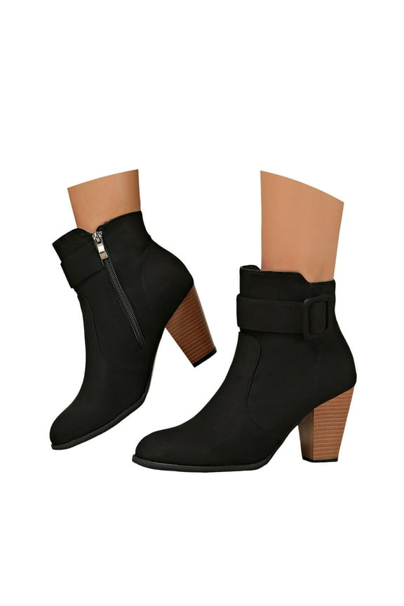 Dress Boots for Women Bride Wedding Suede Pointed Toe Block High Heel Winter Fall Ankle Booties