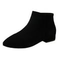thumbnail image 1 of Dress Boots for Women Ladies Winter Fall Shoes Fashion Suede Pointed Toe Low Heel Ankle Booties with Side Zipper Black Size 7, 1 of 6