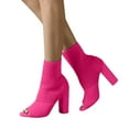 thumbnail image 1 of Dress Boots for Women Open Peep Toe Chunky Block High Heel Slip on Socks Mid Calf Short Ankle Booties Sandals, 1 of 5