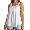 thumbnail image 1 of Dress Built In Bra Sleeveless Tank For Pleated Square Neck Wide Strap Flowy Loose Fit Summer Blouse, 1 of 6