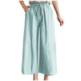 thumbnail image 1 of Dress Capris for Women Plus Size Fashion Women Plus Size Drawstring Casual Solid Elastic Waist Pocket Loose Pants Loose Causal Pants Clearance, 1 of 6