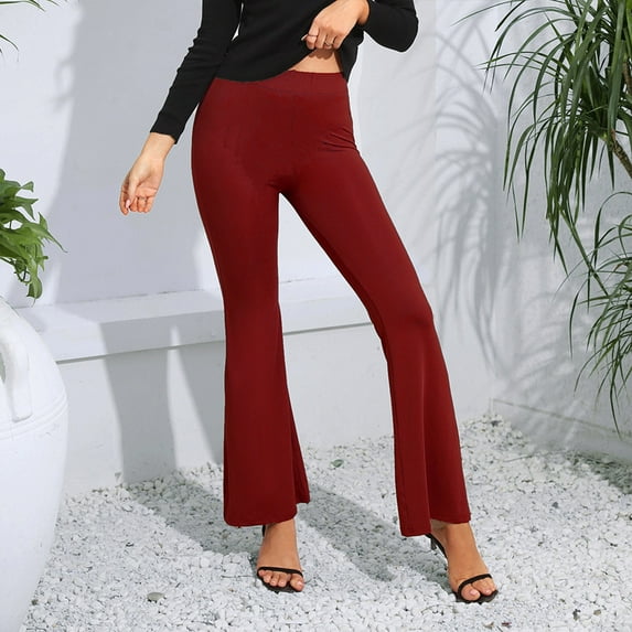 Tbopshirt Dress Capris for Women Plus Size Women's Tight-fitting Stretch Slimming,Floor-length High-waisted Flares Loose Causal Pants