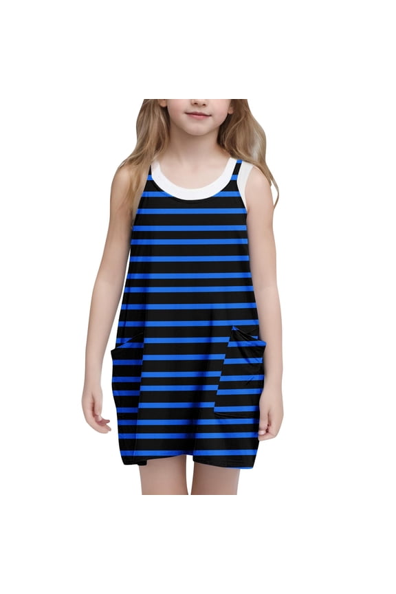 Dress Casual Summer Straps Romper Dresses Tennis Dresses With Pockets For Kid Western Dress For Kids