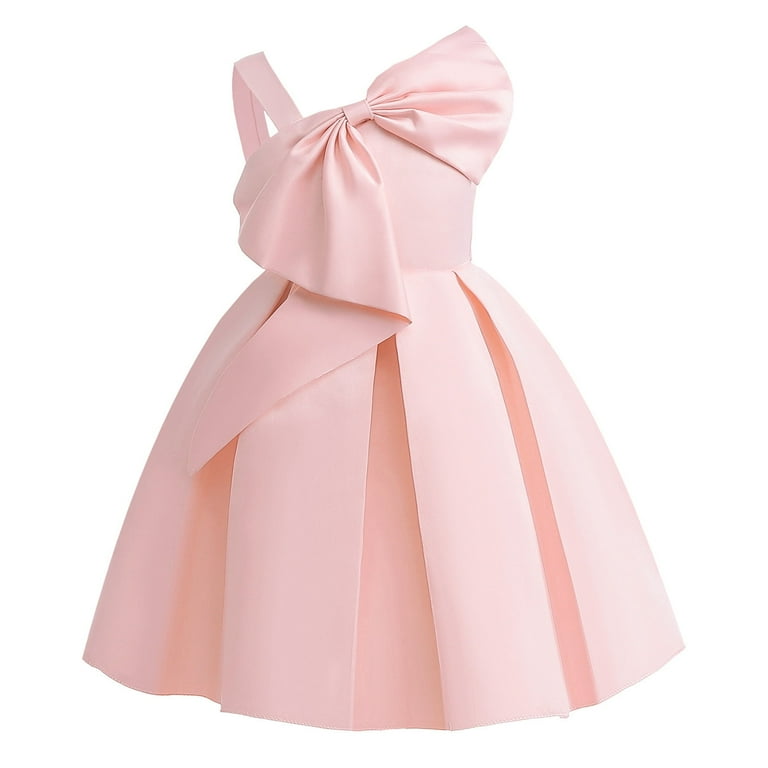 Dress Children Girls one Shoulder Satin Cloth Dress Piano Solid Color Girls Tight Dress Tween Knit Dresses Pageant Dresses for Girls Summer Dress Girls Size 8 4 Years Old Girl Clothes Girls