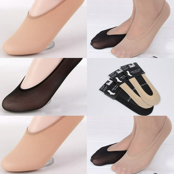 Dress Choice 10 Pairs/Set Women No Show Socks Silky Nylon Ultra Low Cut Non-Slip Thin Liner Socks Invisible Hidden Socks for Flats Boat Summer