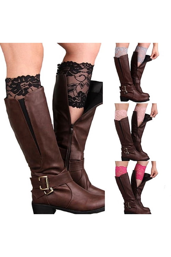 2 Pairs/Set Stretch Lace Boot Cuffs Leg Warmers Socks Topper Cuff for Women