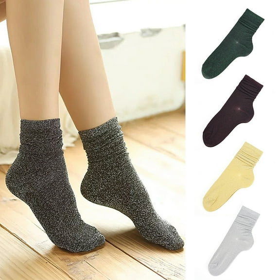 Dress Choice 3 Pairs/Set Women Splendid Glitter Metallic Shine Sparkle Glow Casual Crew Socks Fashion Party Gift