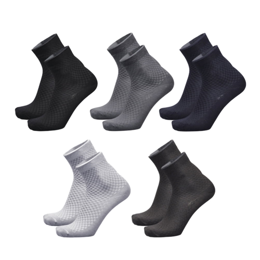 Dress Choice 5 Pairs Men Bamboo Fiber Stretch Cotton Ankle Socks Men's