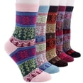 thumbnail image 1 of Dress Choice 5 Pairs Womens Wool Socks Vintage,Womens Winter Soft Crew Warm Soft Socks Thick Knit Cozy Casual Socks for Women Gifts Mixed Color, 1 of 8