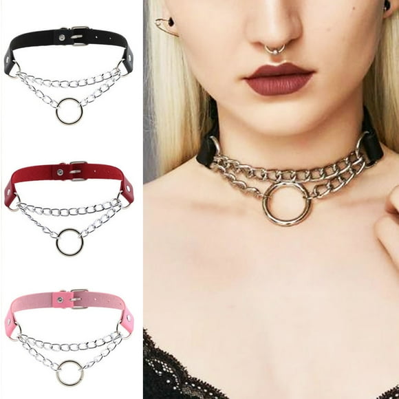 Dress Choice Accessory Adjustable Collar Choker Punk Leather Choker Necklace Rock PU Gothic Collar Choker Necklace for Women Halloween Costume Cosplay Jewelry